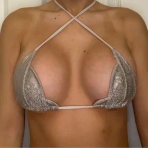 Silver scalloped bikini/rave top